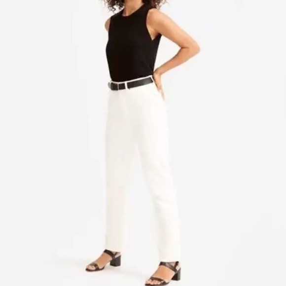 Everlane Ivory Cotton High-Rise Straight Leg Jeans Off White Classic woman’s 27 - Picture 3 of 13
